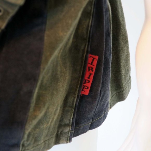 Tripp NYC Vintage Militia Army Green Pleated Mini Skirt Y2K Mall Goth Punk Large - Picture 4 of 11